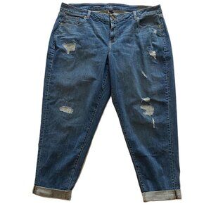 Lane Bryant SZ 20R Women's Distressed Boyfriend Jeans with Cuff